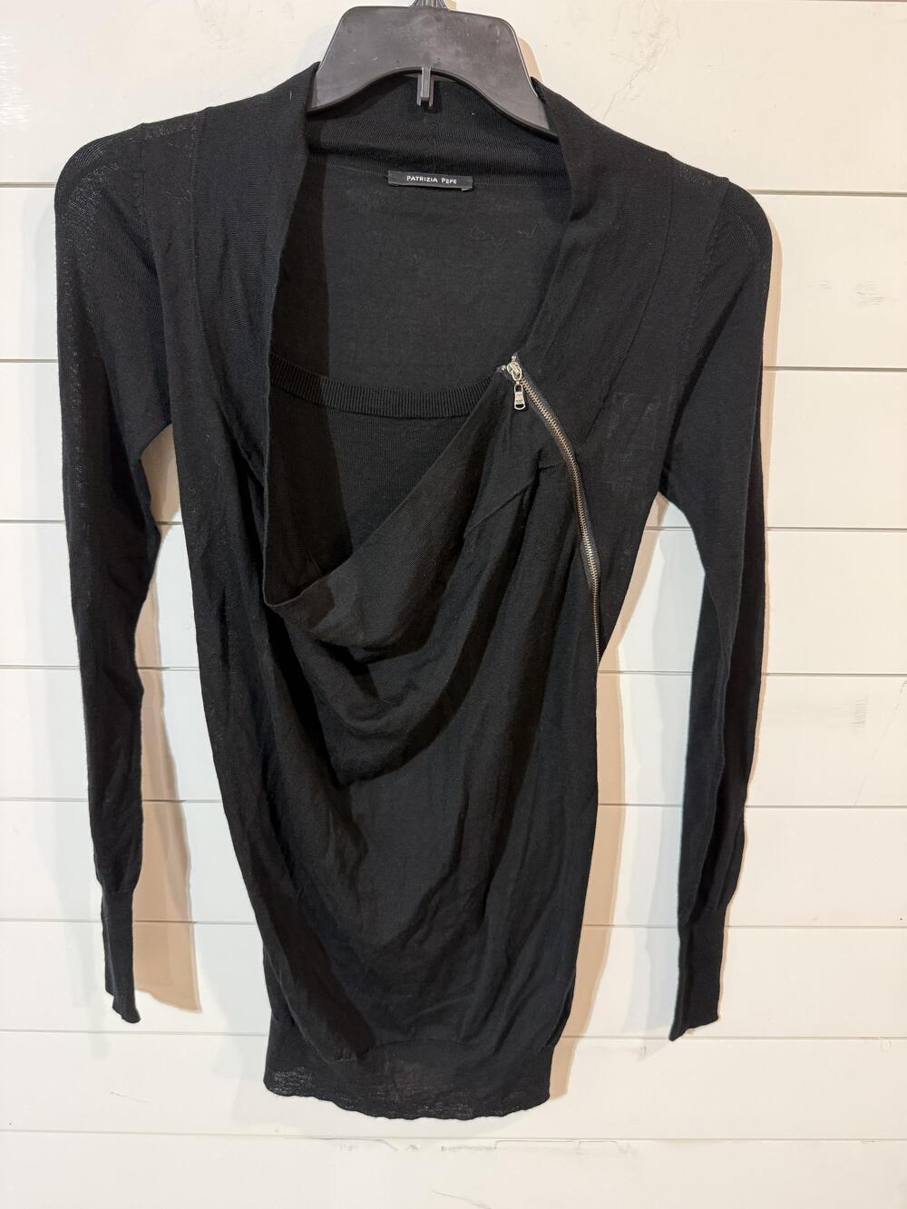 Patrizia Pepe Italian Made Women's Black Long Sleeve Top Size 2 NWT
